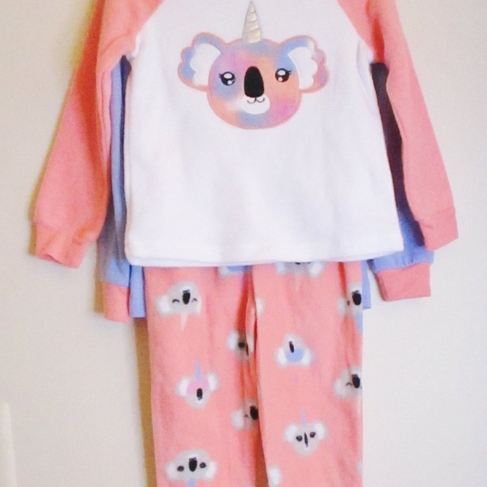 NWT!! Members Mark Girls 3 piece Fleece Pajama Set, Koala, Pink, Blue, Size 3T